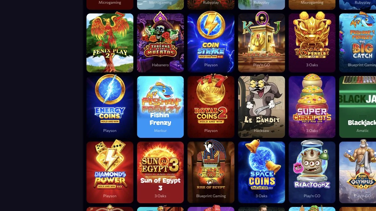 Aphrodite spillobby med live- og casinokategorier