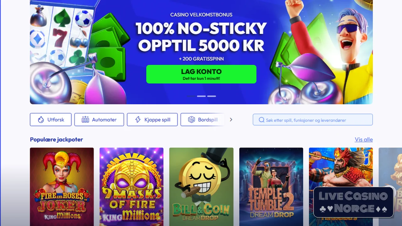 BetFriday jackpotlobby med Mega Moolah, Dream Drop og King Millions