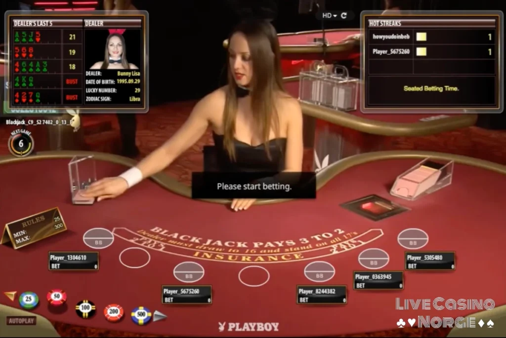 Playboy Blackjack av Microgaming - Plasser innsatsen din